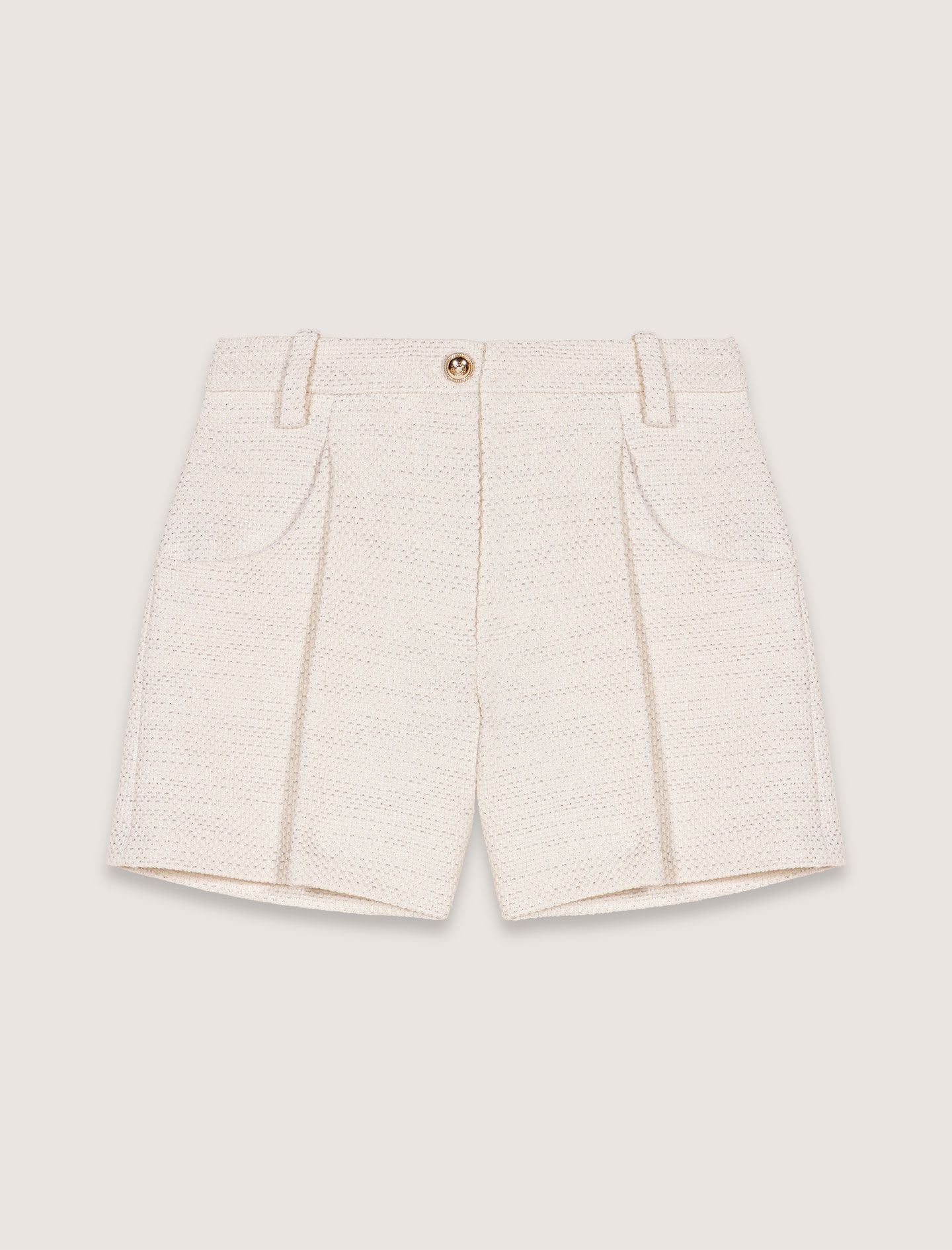 Quần short tweed lurex xếp ly